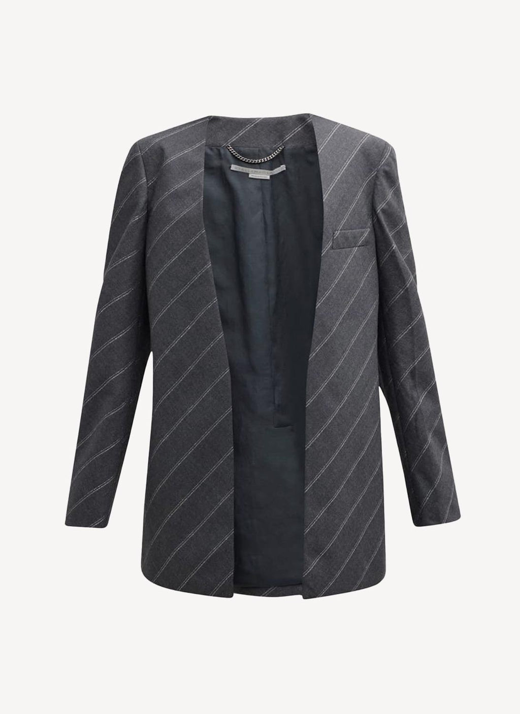 Chaqueta Slim sin Cuello - Gris Jaspeado - Mujer