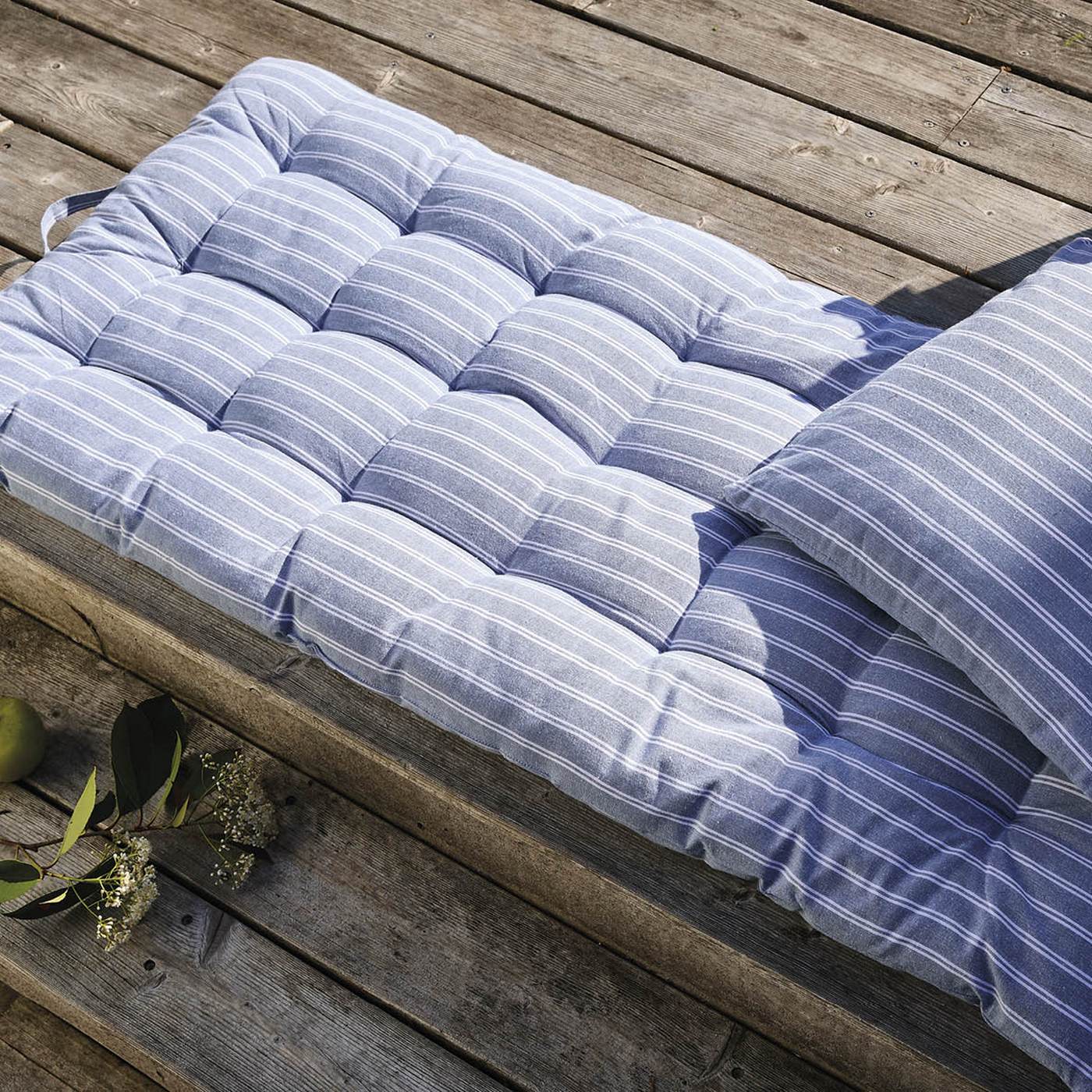 Matelas De Sol Coton - Rayé Bleu
