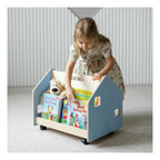 Kids' Double-Sided Bookcase On Wheels – Light Blue