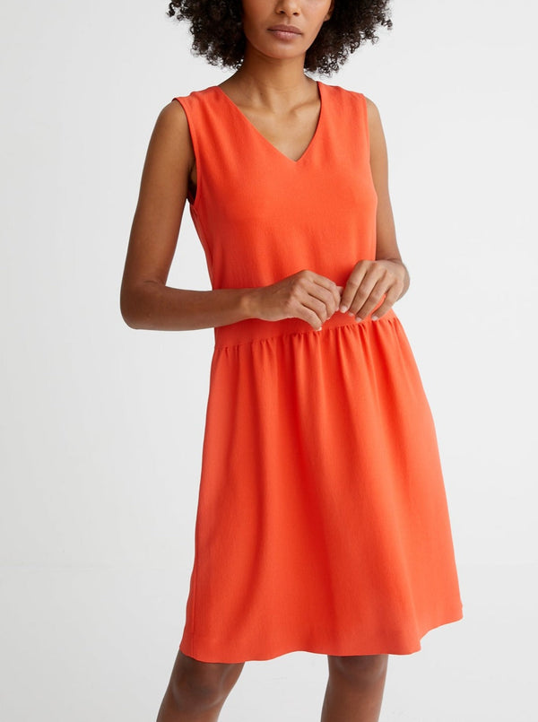 Vestido corto Noe - Liso Naranja Brillante - Mujer