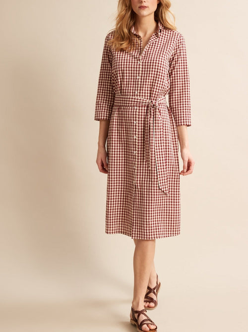 Vic Long Dress - Medium Red Check - Women