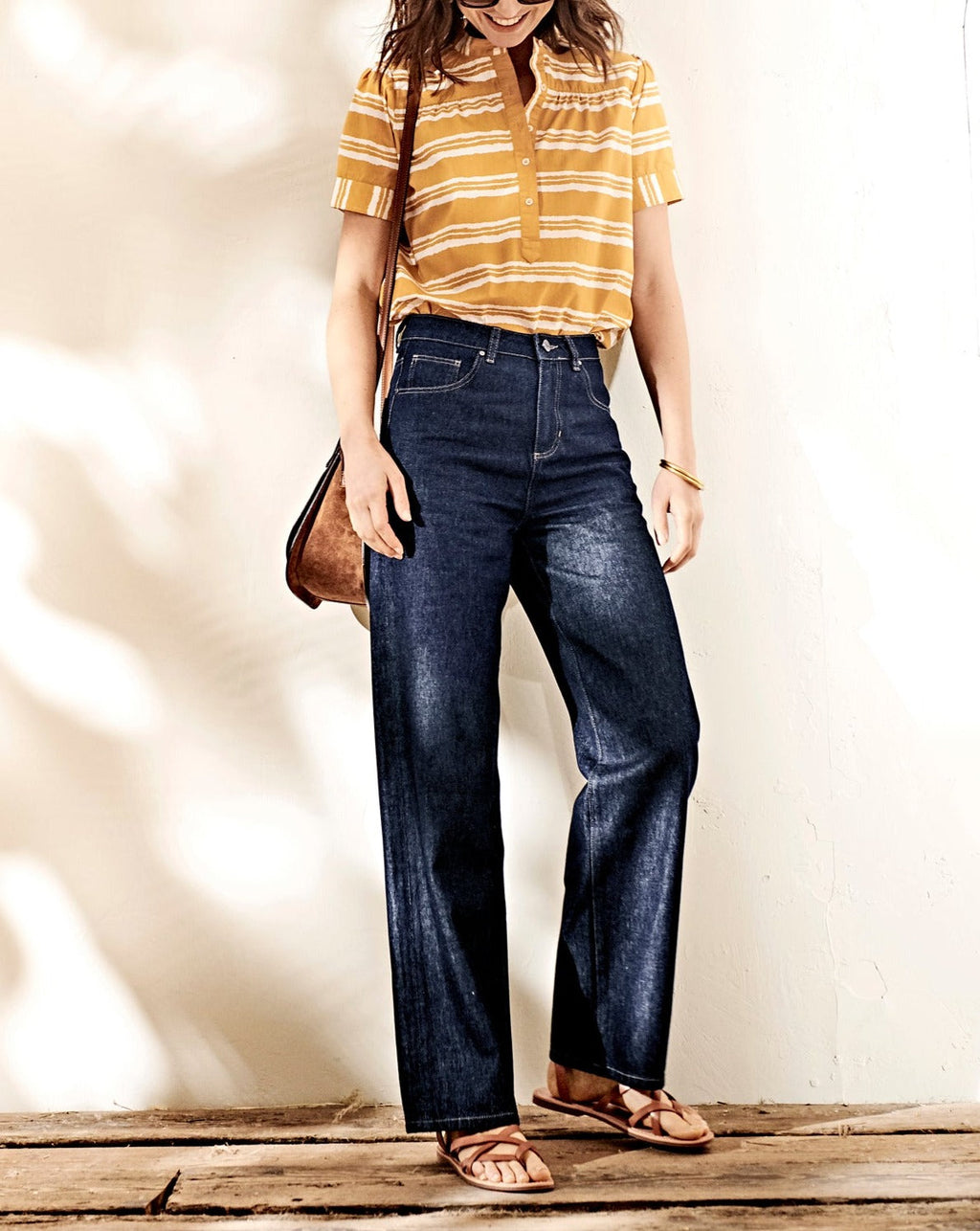 Top Raye Organi - Jaune Vif Raye - Mujer