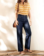 Top Raye Organi - Jaune Vif Raye - Mujer
