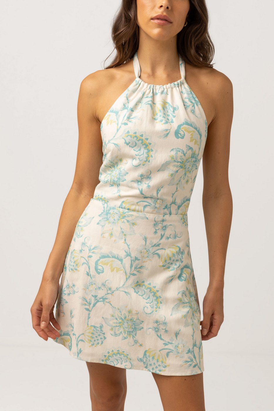 Rhythm - Robe Jupe Cairo Halter Mini Dress - Blue - Femme