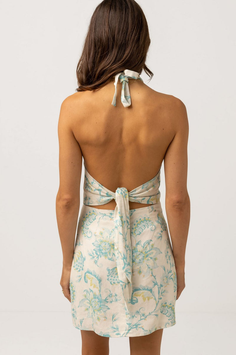 Rhythm - Robe Jupe Cairo Halter Mini Dress - Blue - Femme