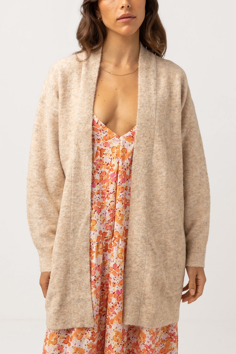 Rhythm - Oversized Knit Cardigan - Oatmeal - Women