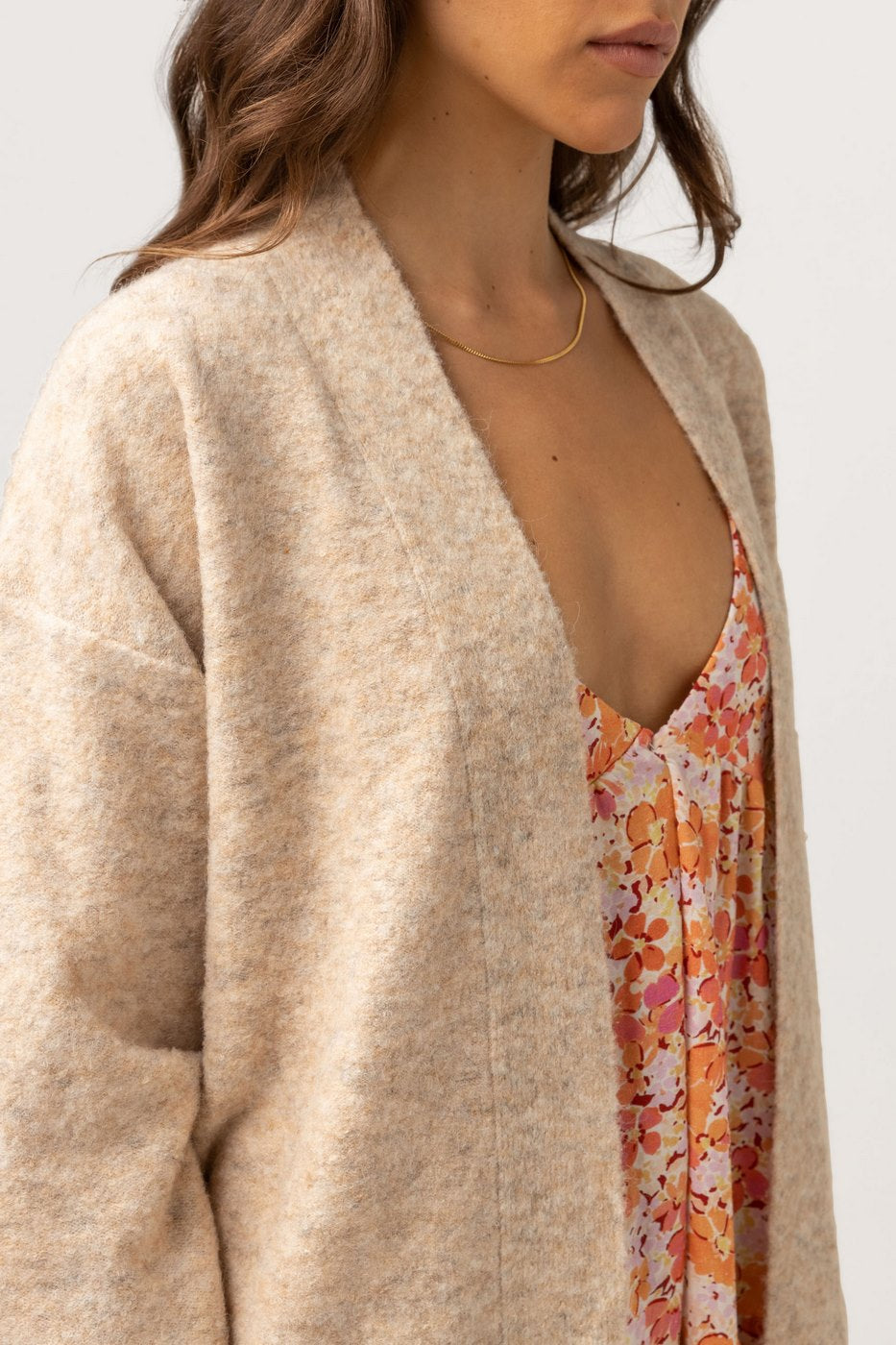 Rhythm - Oversized Knit Cardigan - Oatmeal - Women