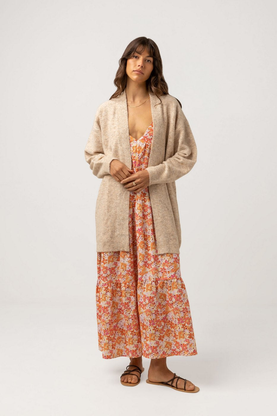 Rhythm - Oversized Knit Cardigan - Oatmeal - Women