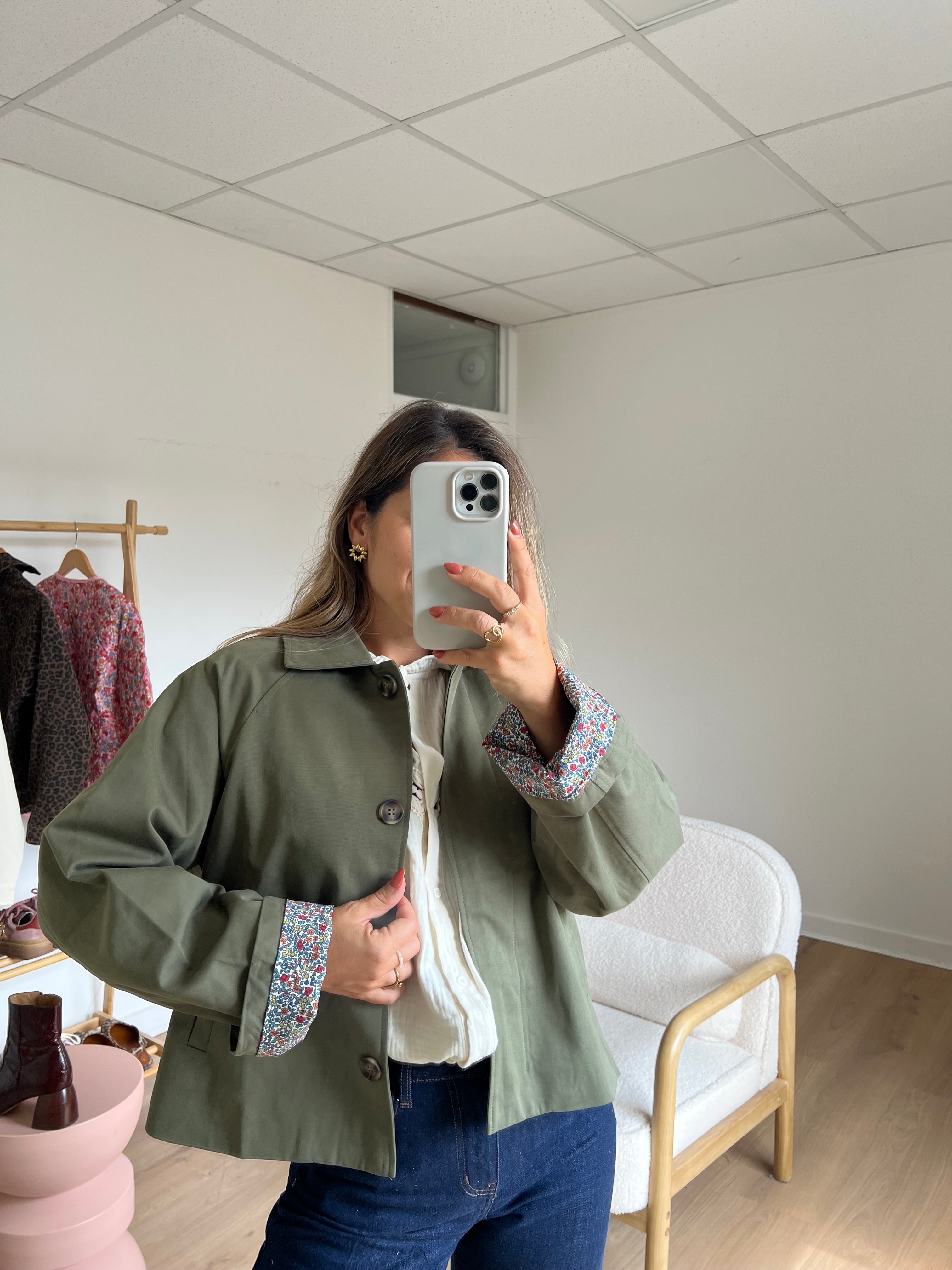 Veste Trench Edith En Coton Liberty Kaki