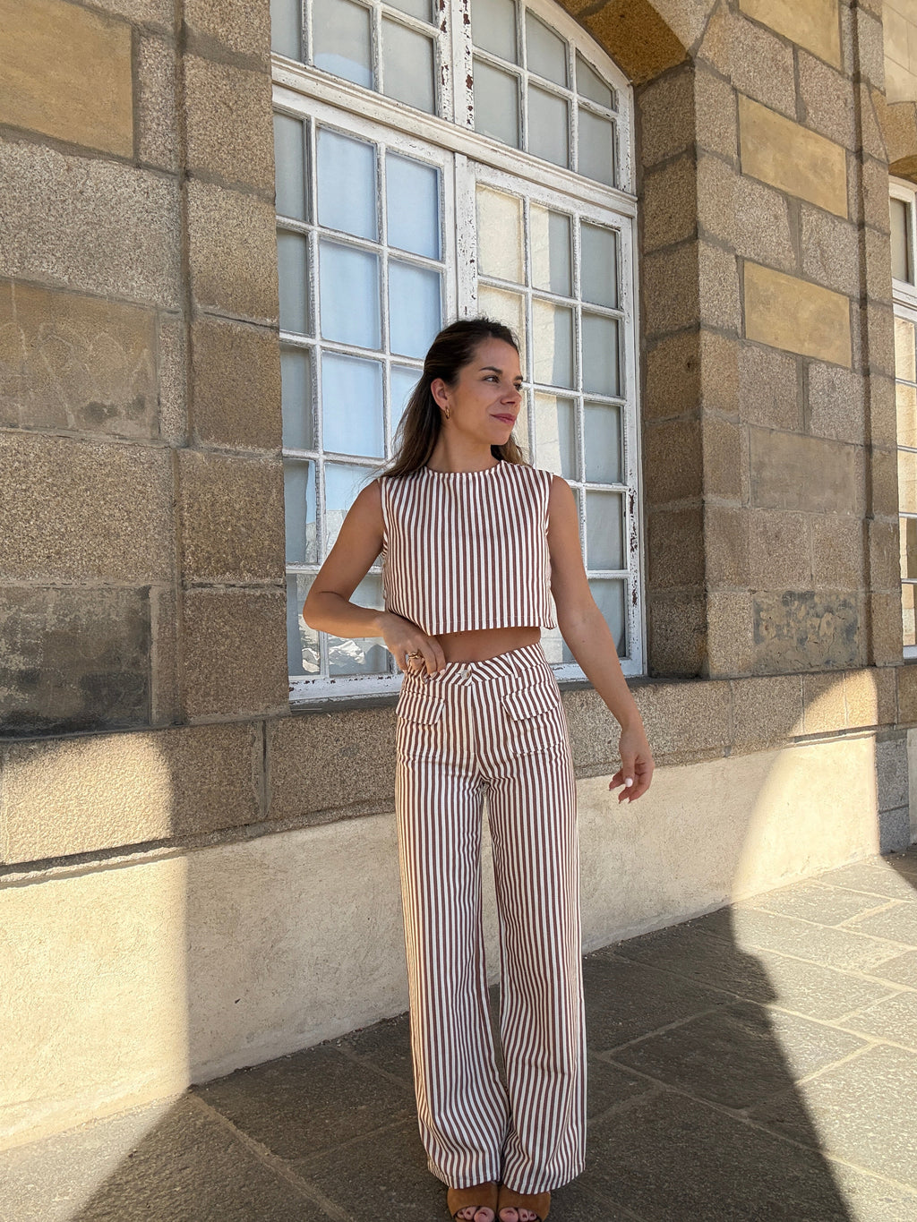 Camel Sailor Striped Top