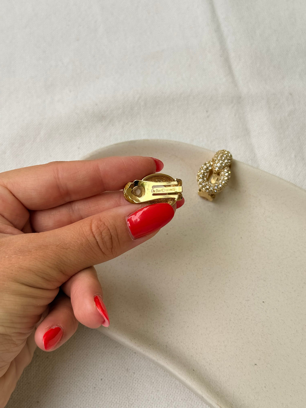 Christian Dior Vintage Earrings - Rhinestone-Pavé Links