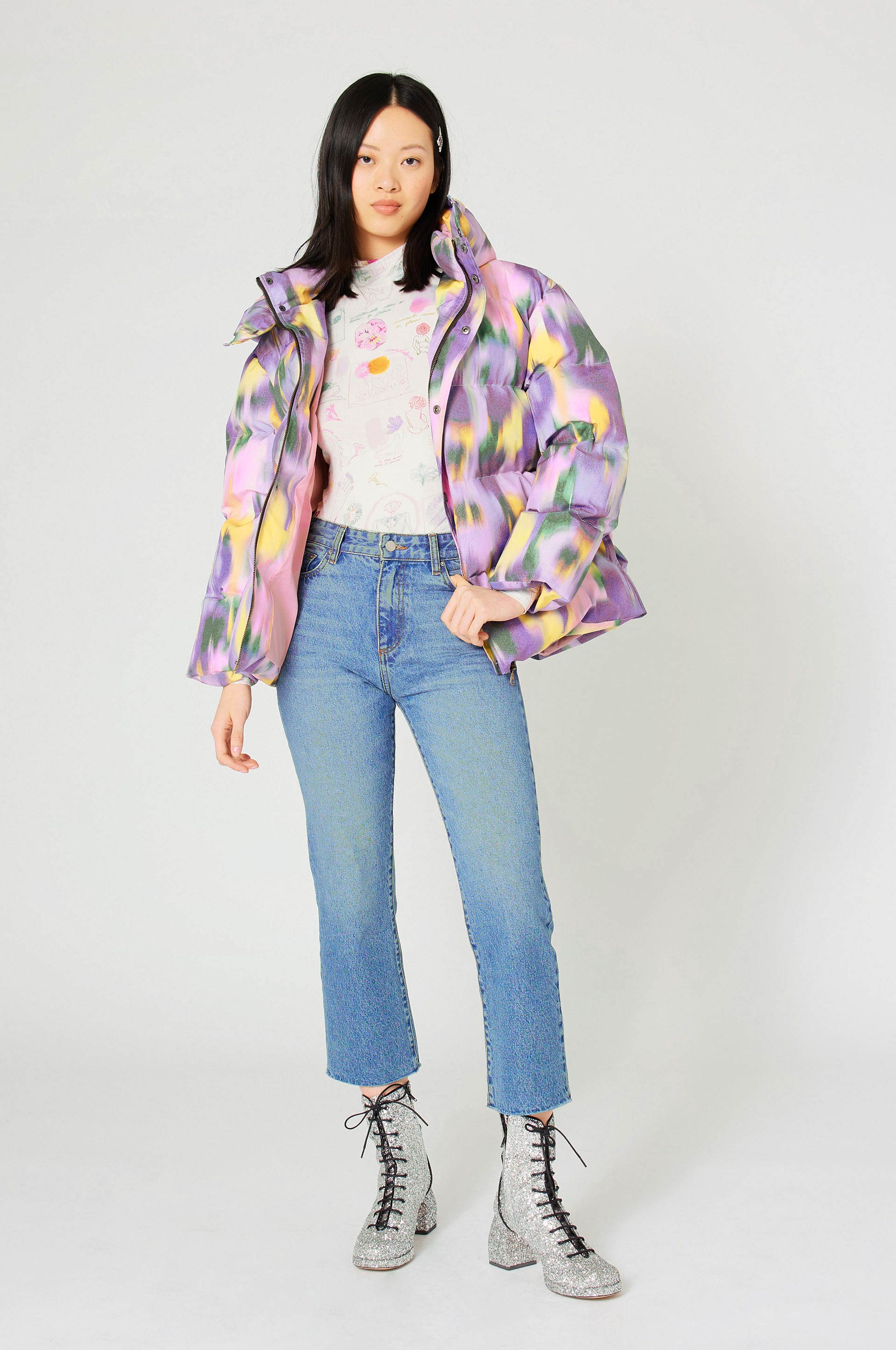 Doudoune Natacha Birds - Floral Pastel