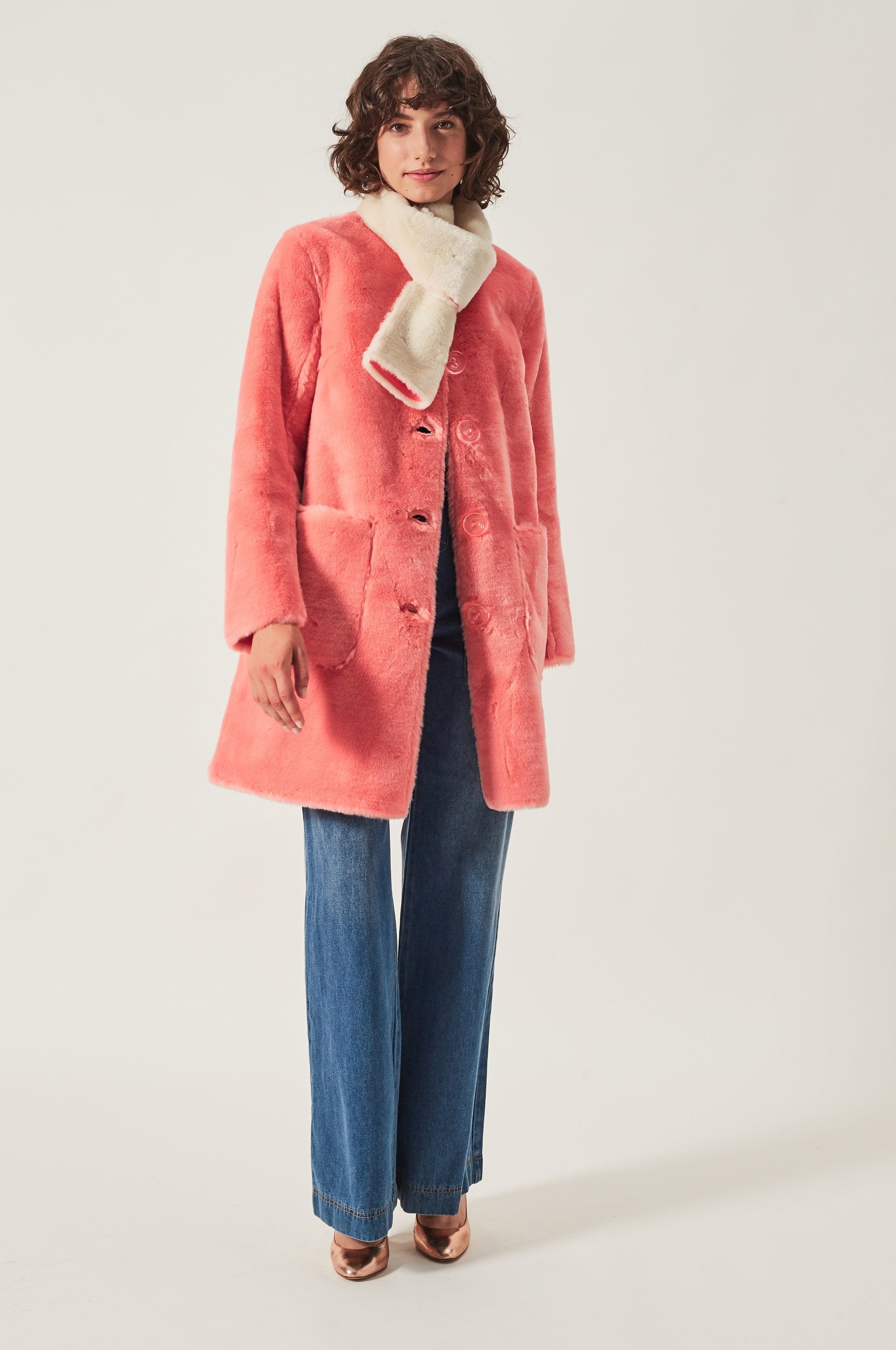 Manteau Satin Fur - Saumon
