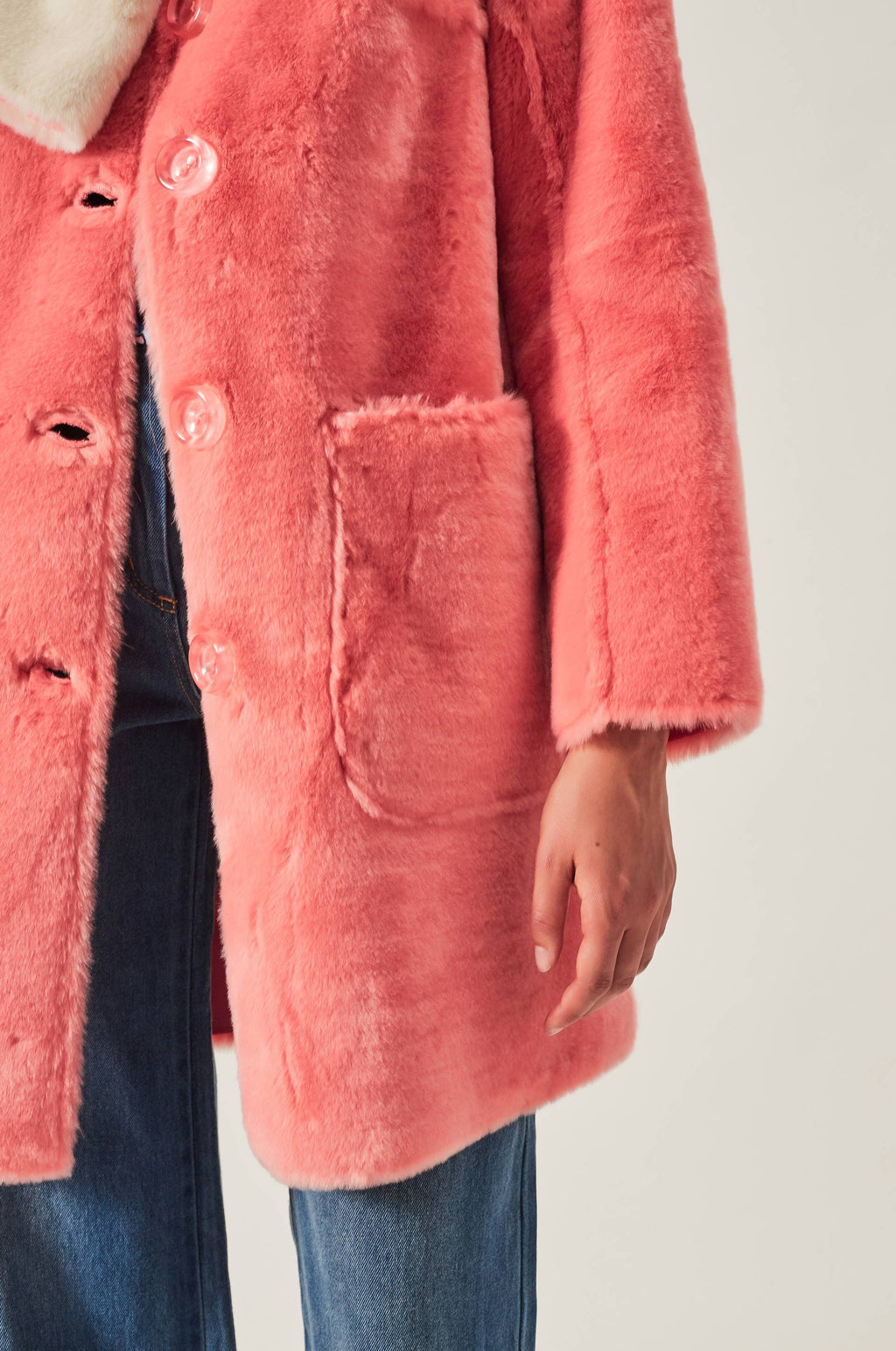 Manteau Satin Fur - Saumon