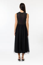 Rhinestone Knit Dress - Black
