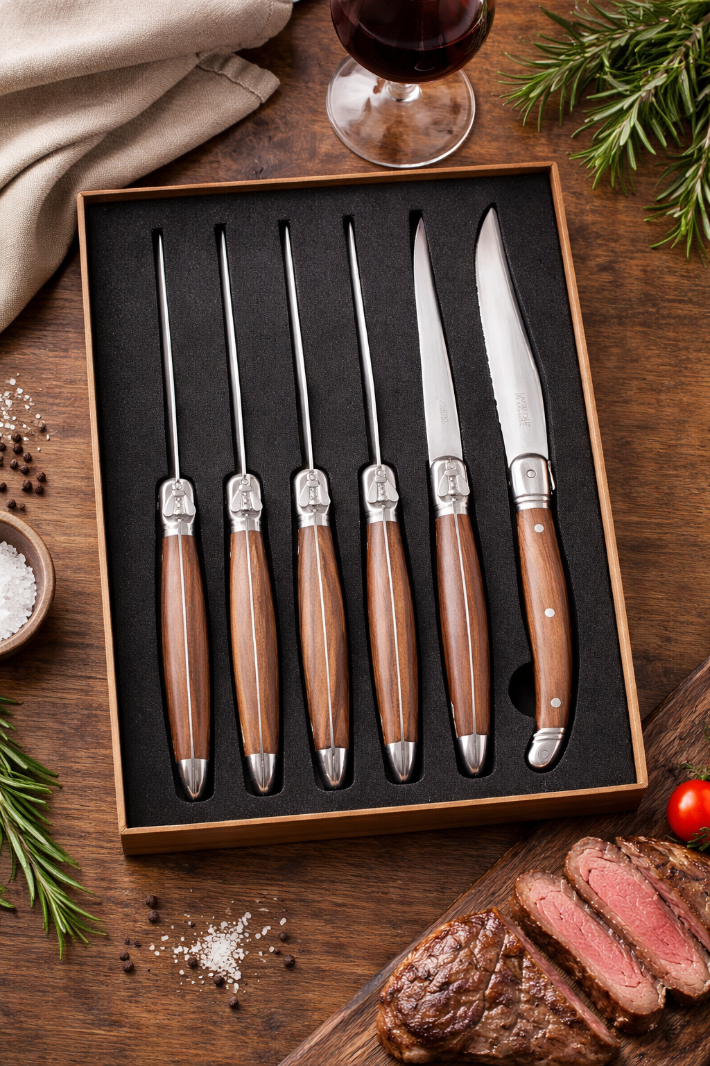 Coffret De 6 Couteaux - Bois Noyer - Lg Héritage