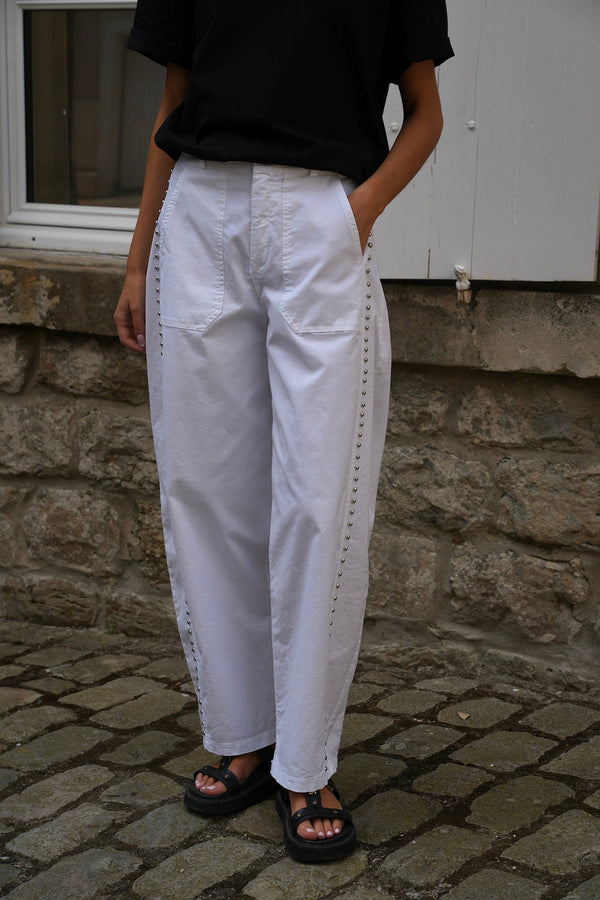 Yola Studded Pants - White