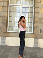Top de crochet de margarita rosa