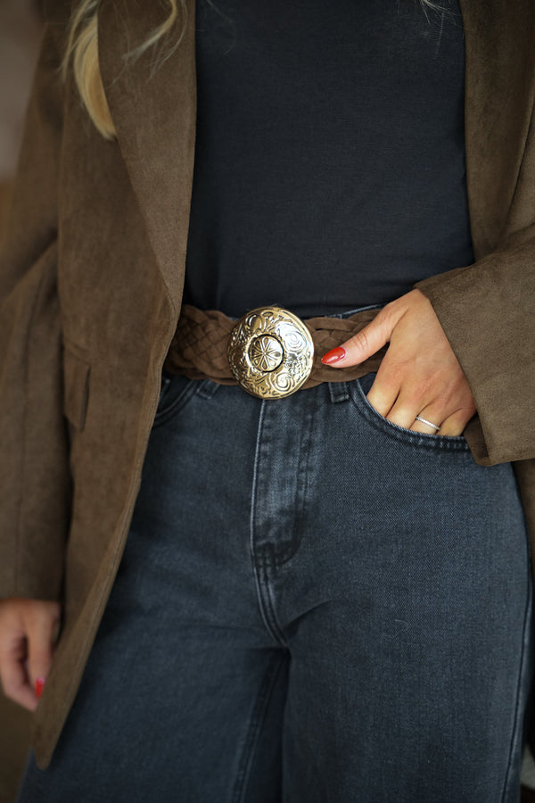 Ceinture Tressée Suzon - Camel/Dorée