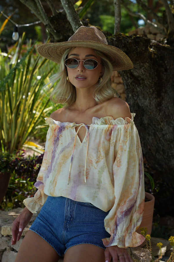 Angella Bardot Collar Blouse - Pastel