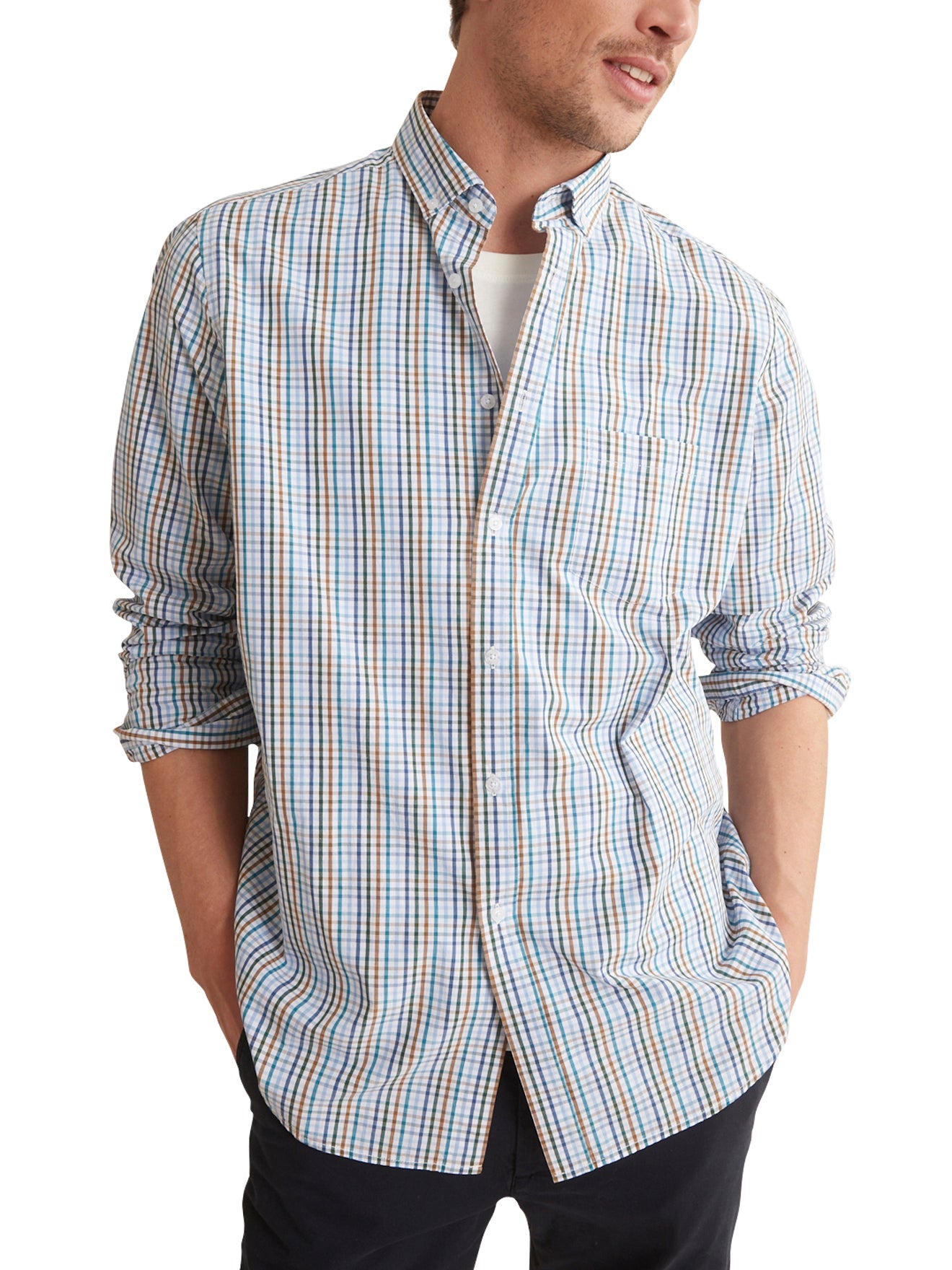 Chemise Cla Car - Bleu Moyen Carreaux - Homme