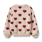 Jacquard Heart Cardigan - Offwhite Melange - Kids