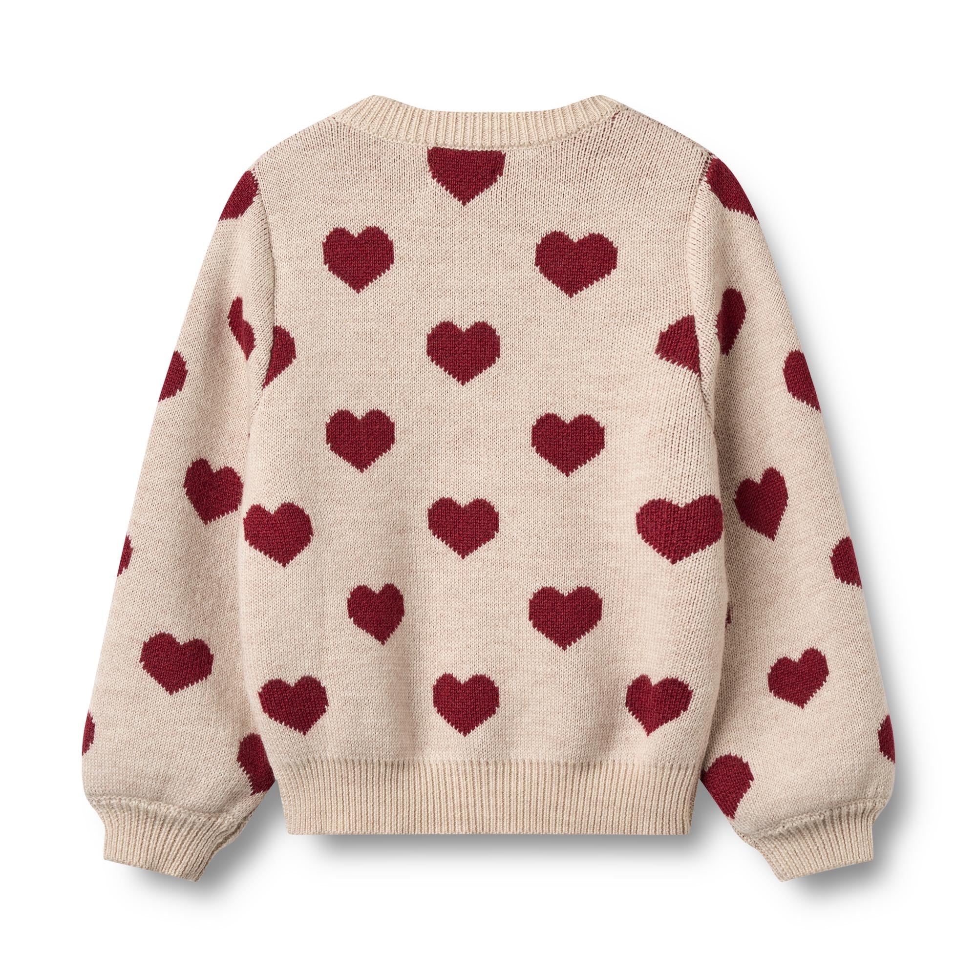 Jacquard Heart Cardigan - Offwhite Melange - Kids