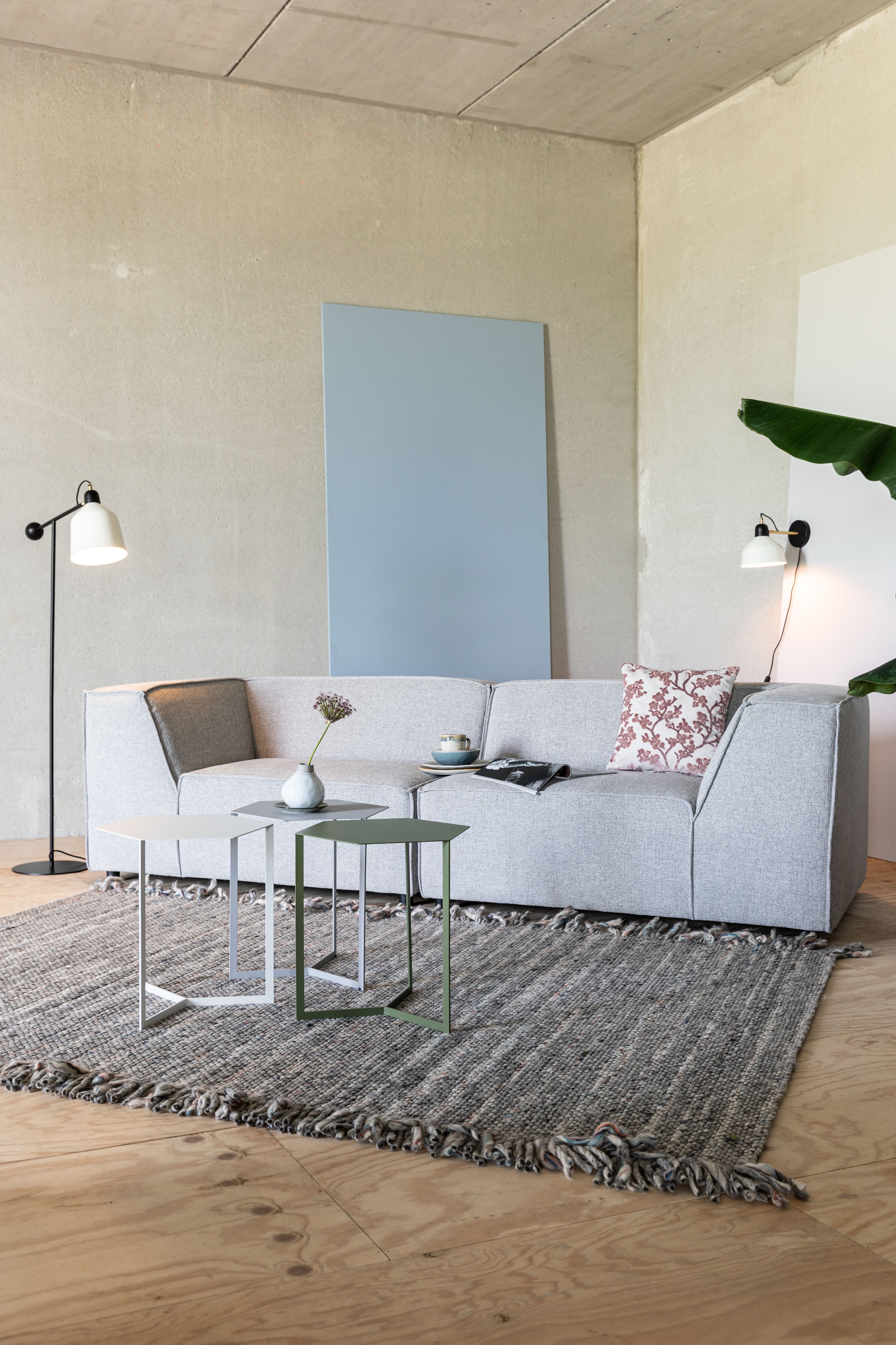 Frills - Rectangular Rug - Wool - Grey/Blue