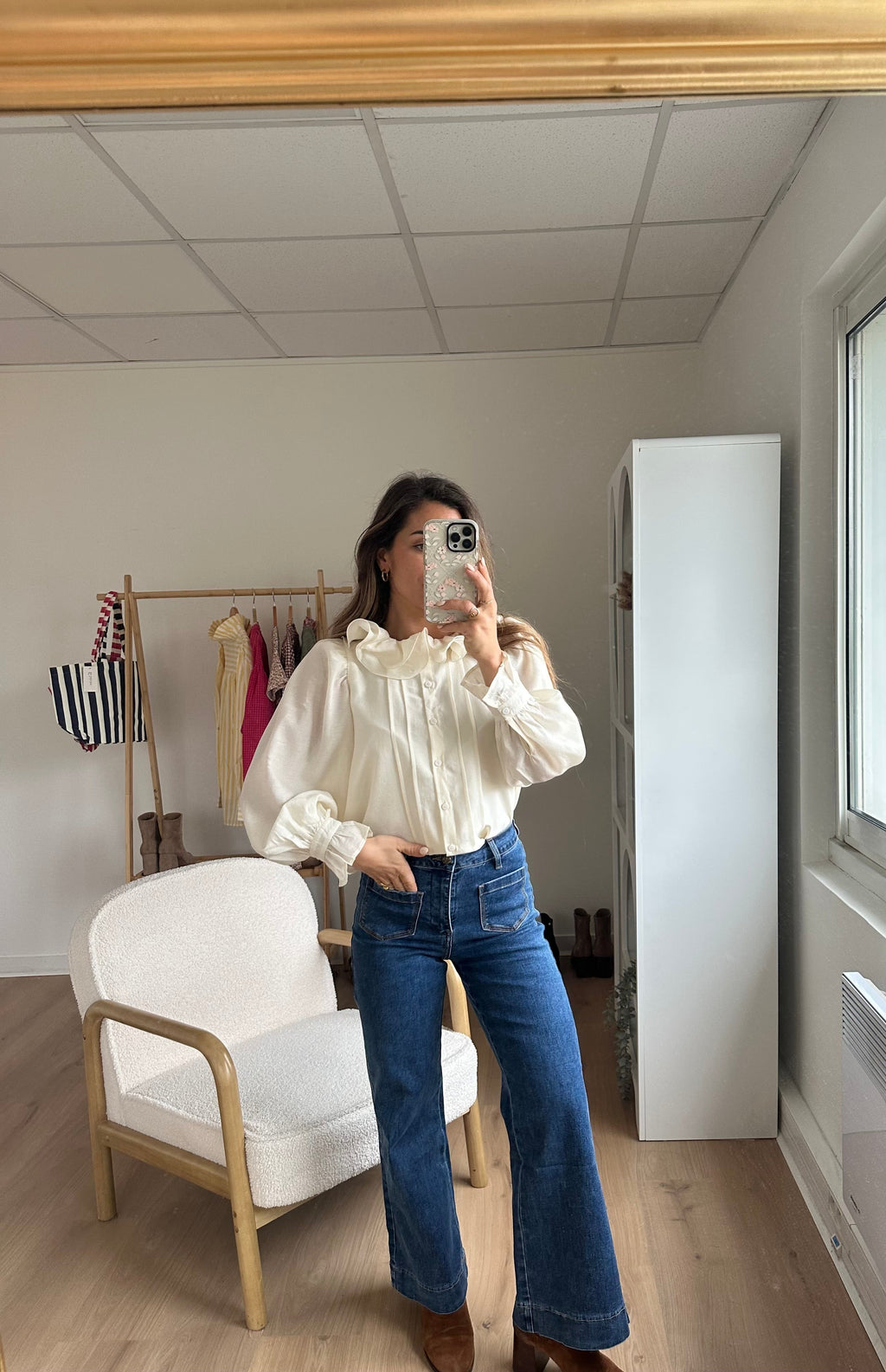 Brown Blouse Ecru