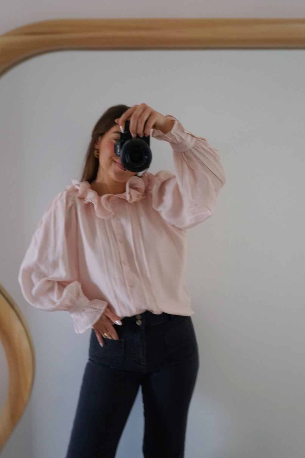 Soft Pink Brown Blouse