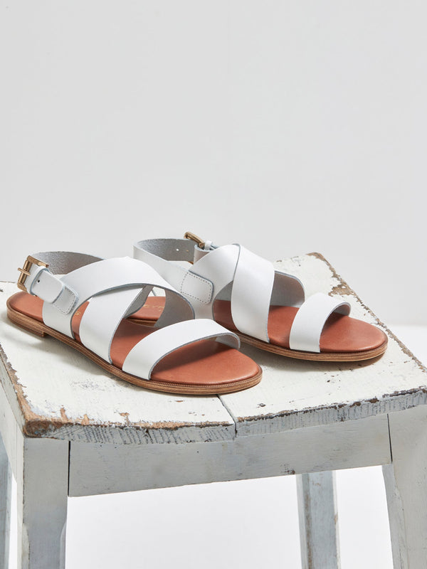 Buckle Sandal - Plain Light White - Women