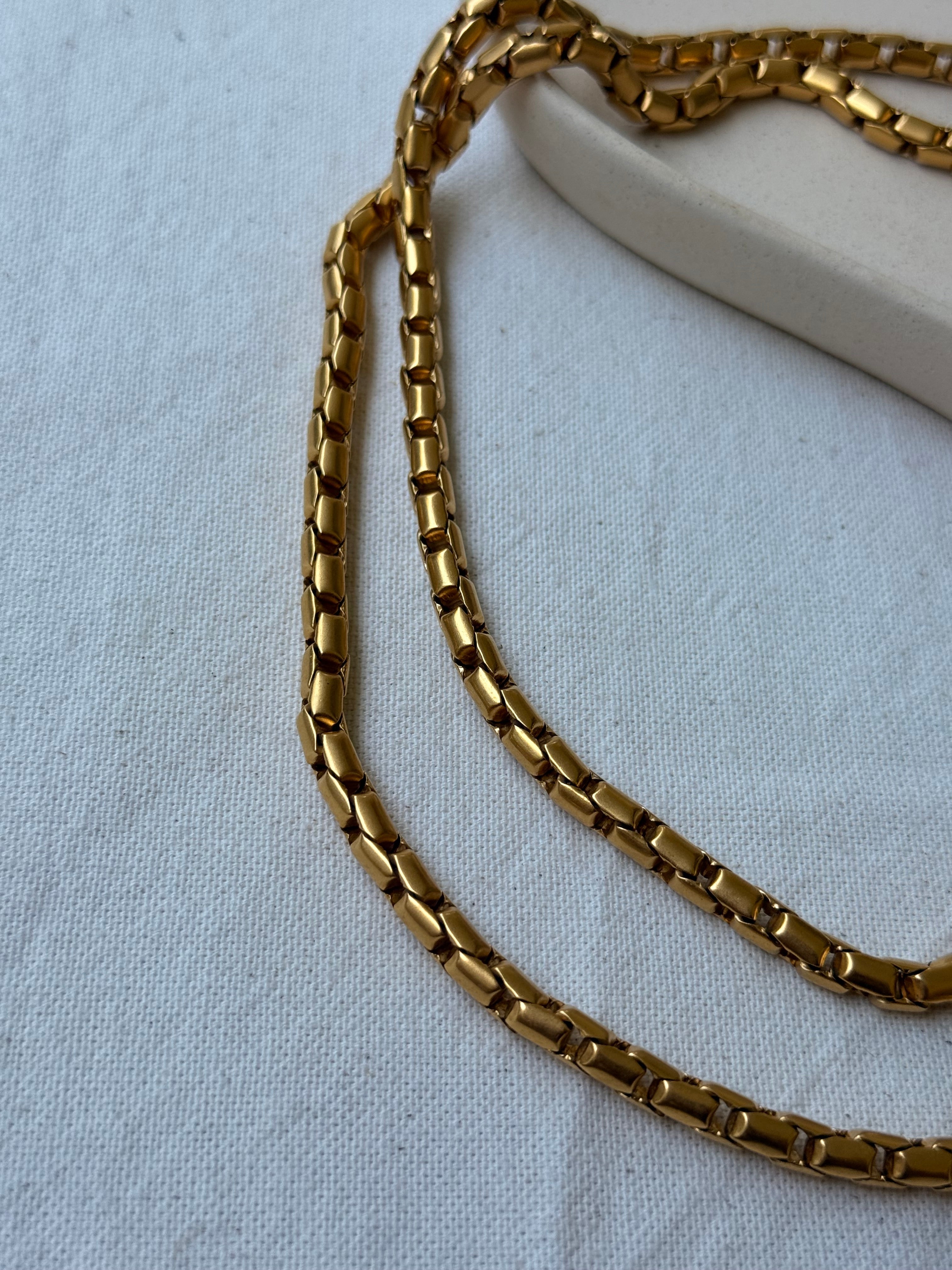 Collar Largo Biche De Bere Vintage - Collar Malla Dorada