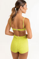 Rhythm - Top de bikini corto Bengal Jacquard - Apio - Mujer