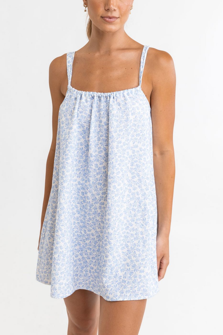 Rhythm - Vestido Voleta Floral Mini - Cornflower - Mujer