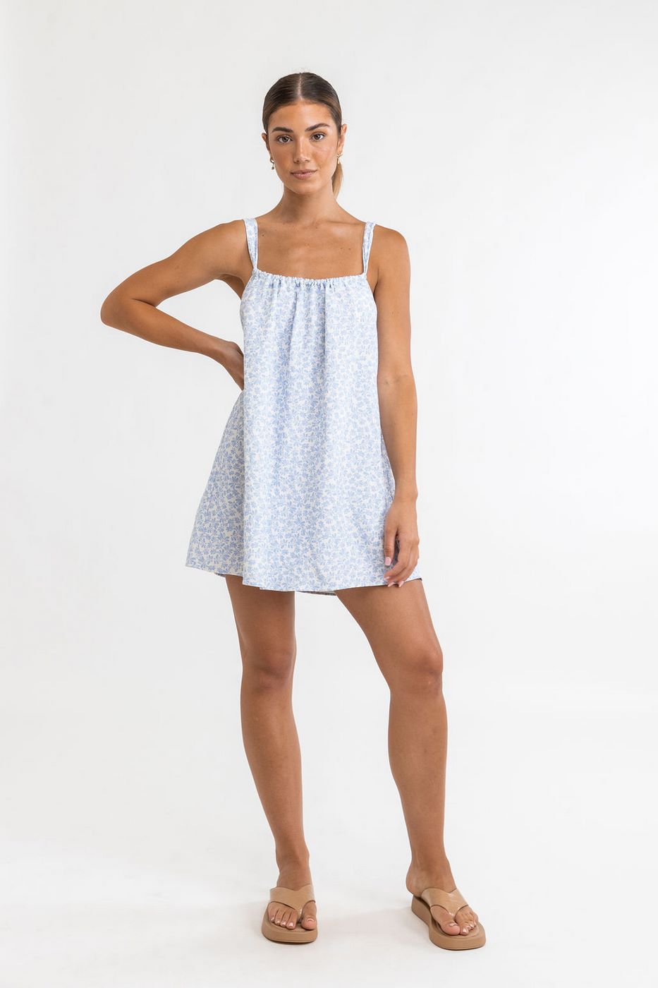 Rhythm - Vestido Voleta Floral Mini - Cornflower - Mujer