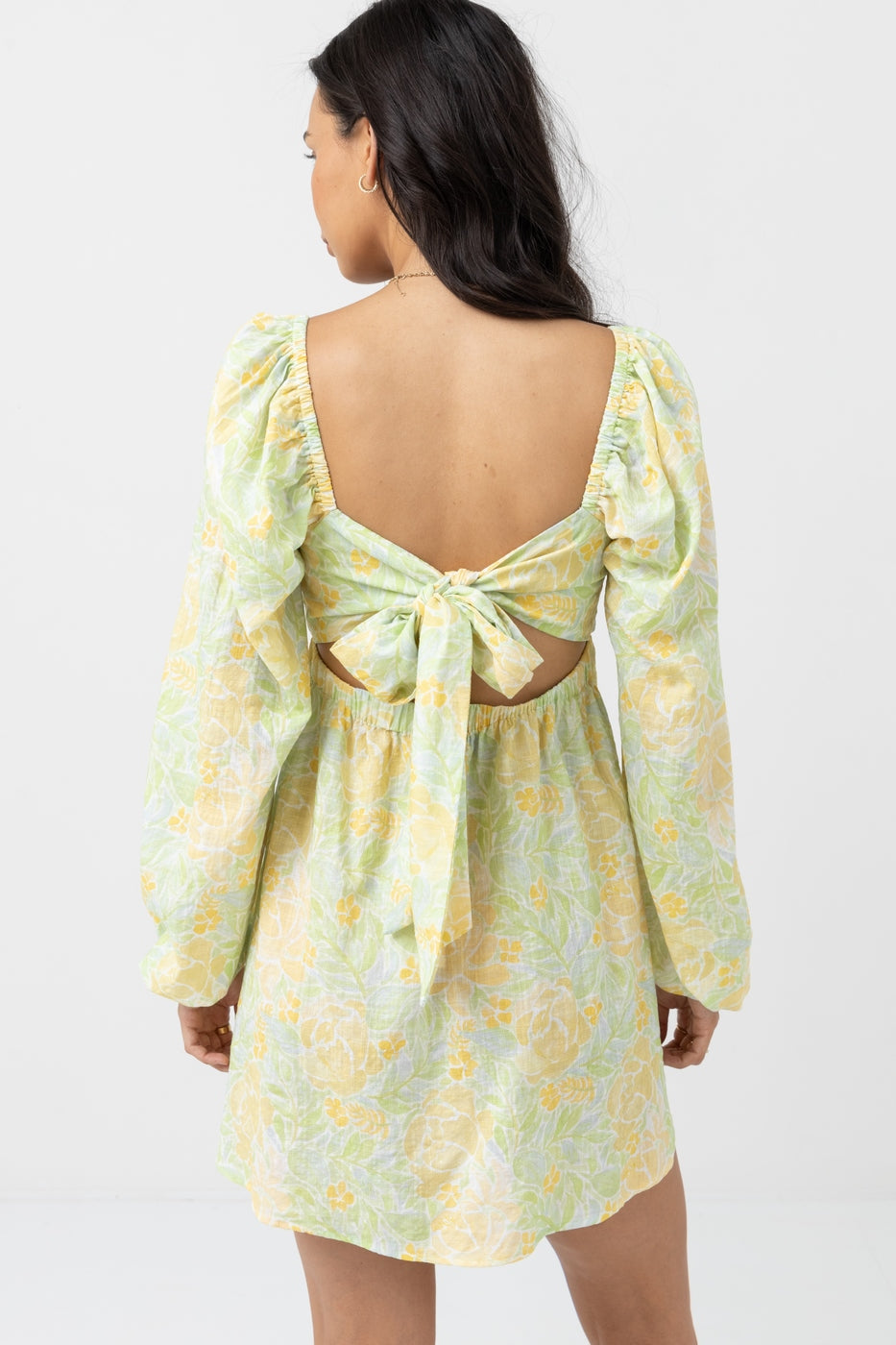 Rhythm - Robe Jupe Magnolia Floral Long Sleeve Mini D - Fern - Femme