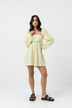 Rhythm - Robe Jupe Magnolia Floral Long Sleeve Mini D - Fern - Femme