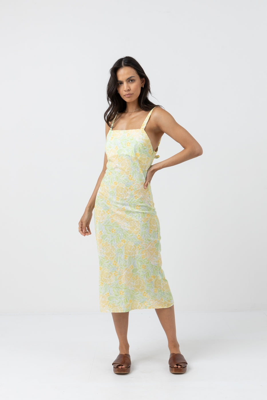 Rhythm - Magnolia Floral Bias Midi Dress Skirt - Fern - Women's