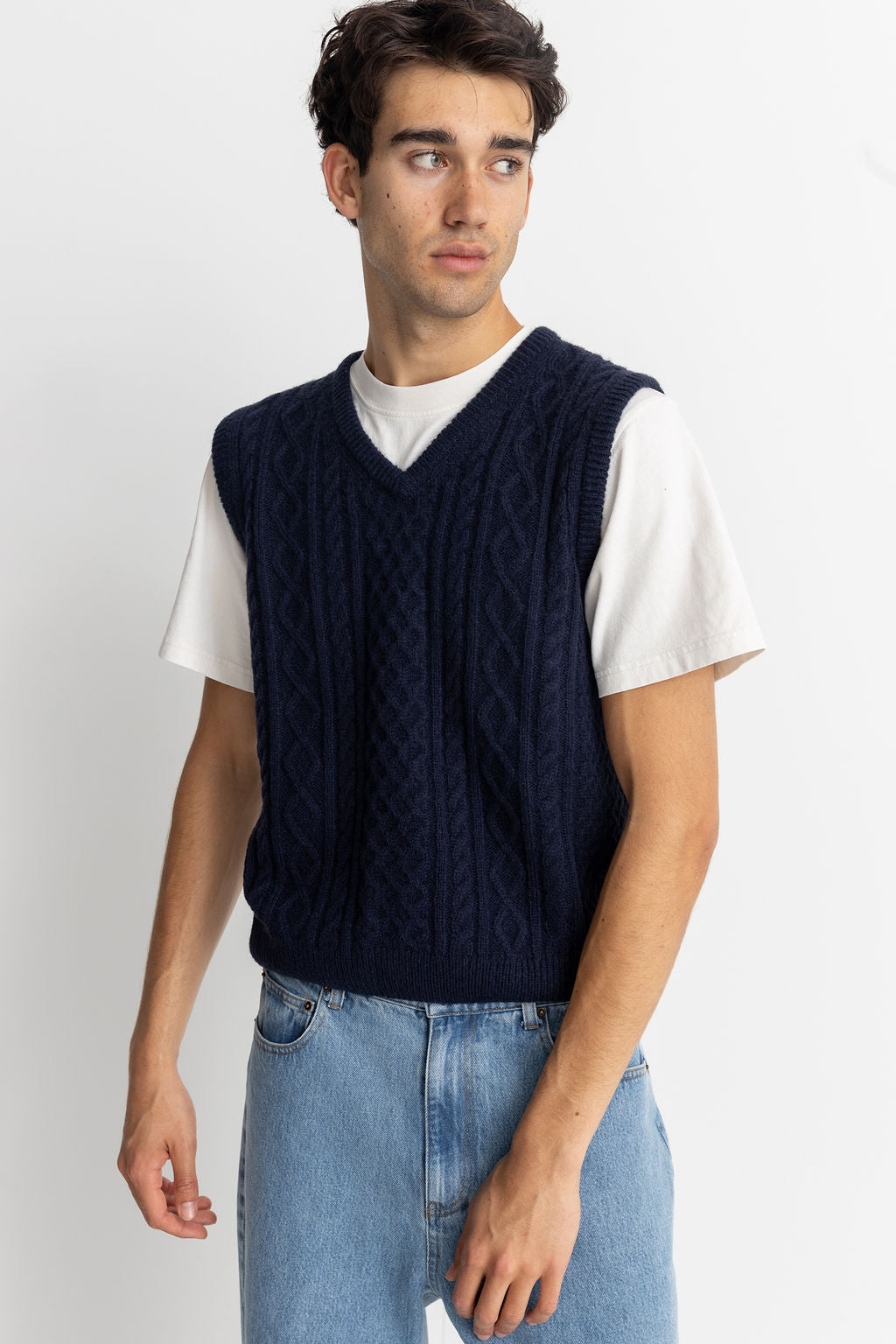 Mohair Jumper Pull Vest - Navy - Men