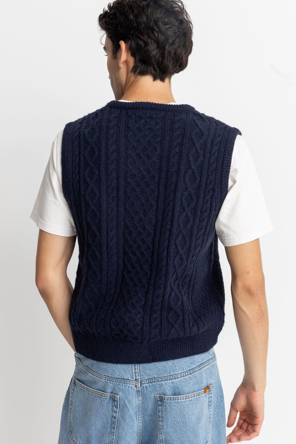 Mohair Jumper Pull Vest - Navy - Men
