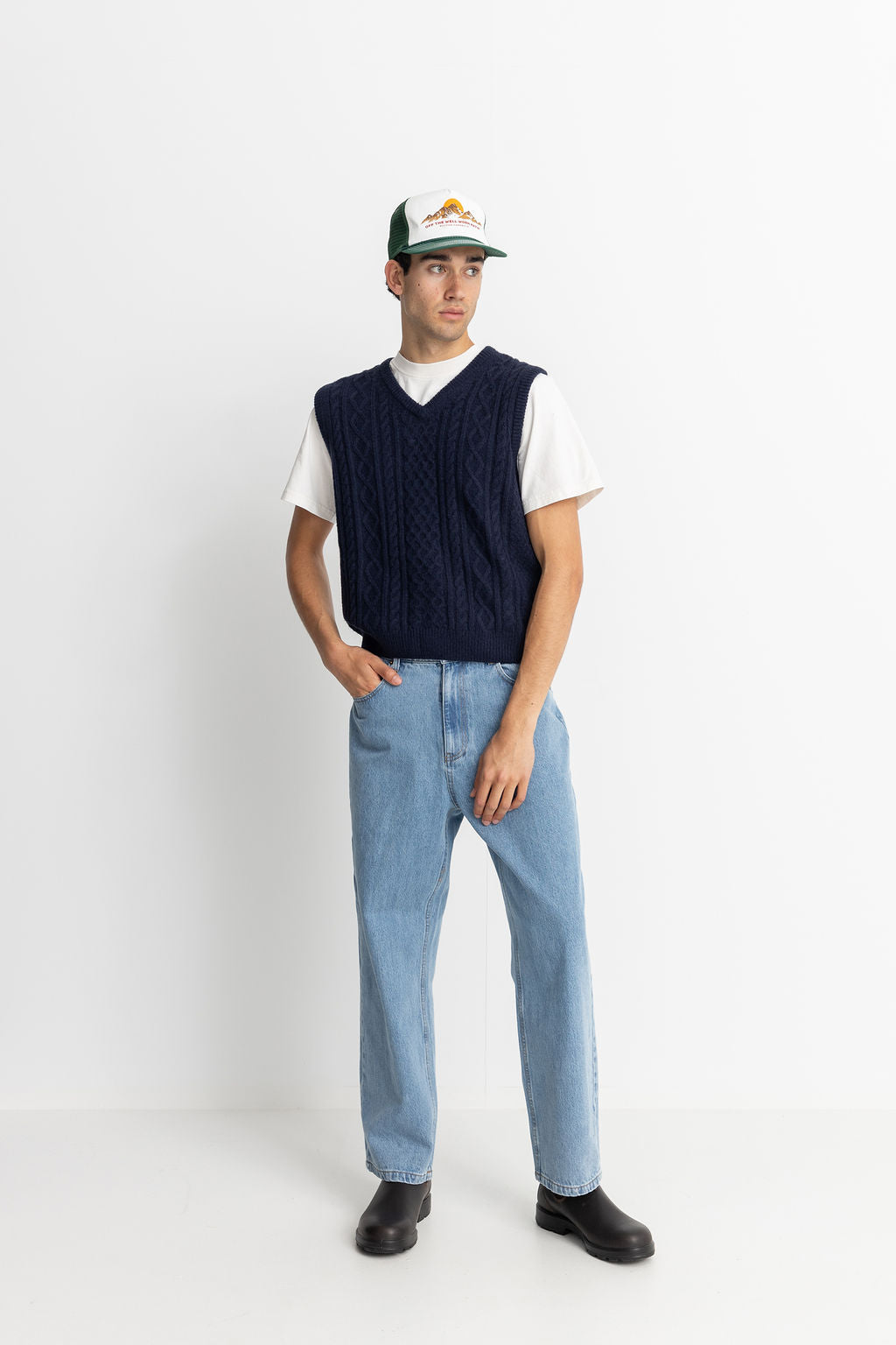 Mohair Jumper Pull Vest - Navy - Men