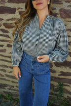 Blouse Vichy Noire Clothilde
