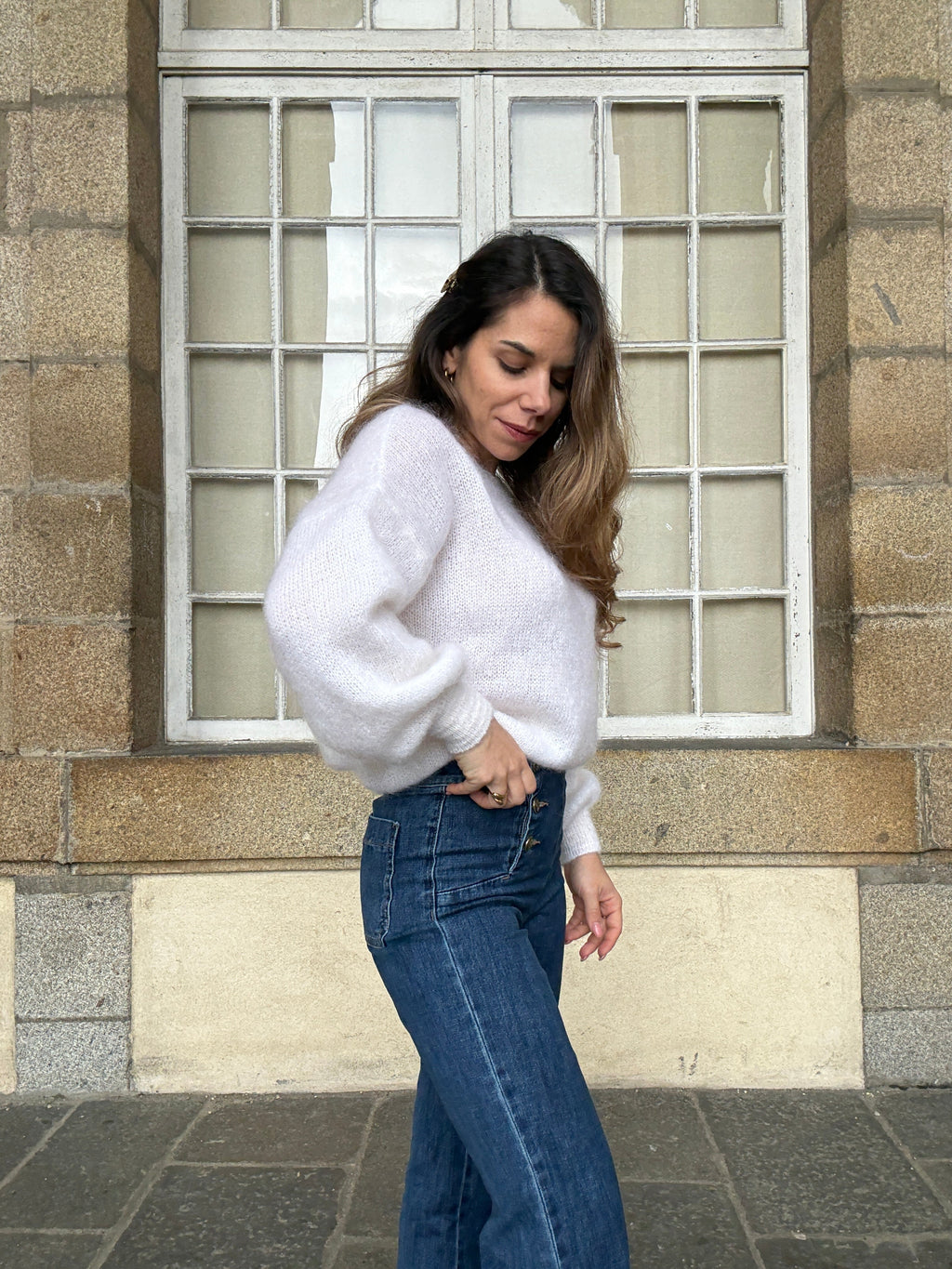 Punto Gaia De Mohair Y Lana Blanco