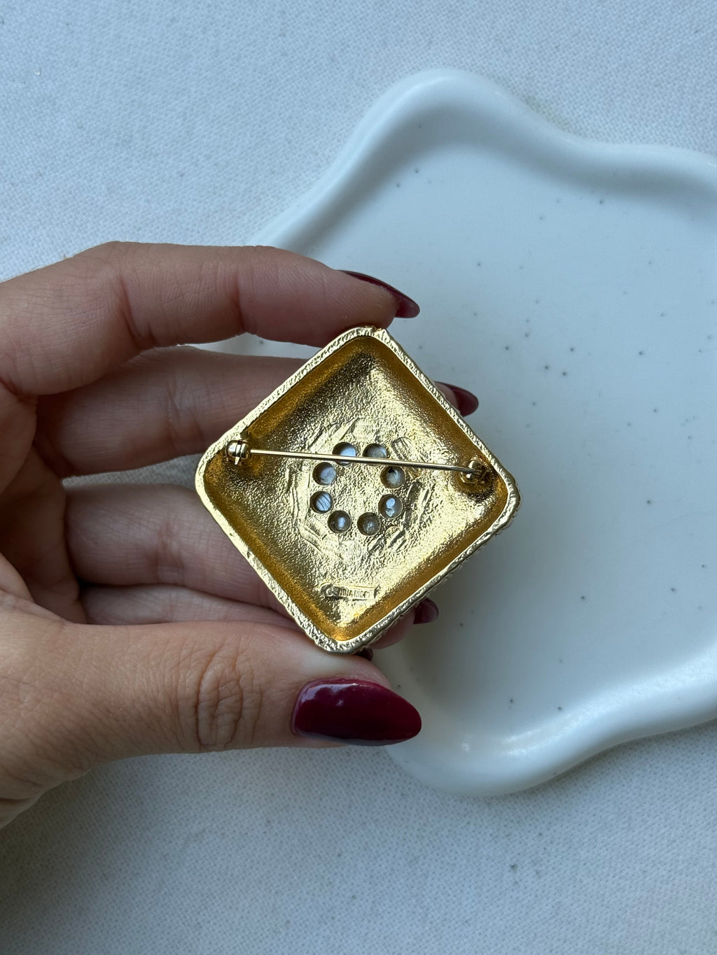 Broche vintage Nina Ricci - Perla y strass