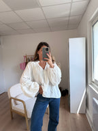 Blusa Esmée con volantes crudo