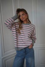 Jersey de rayas Ariane - Gris/Rosa