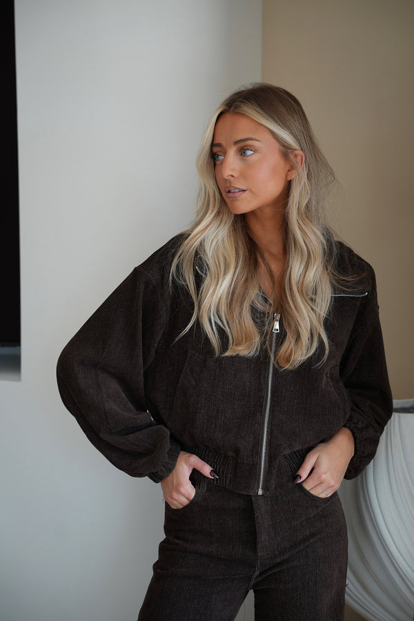 Nina Zipped Jacket - Chocolate