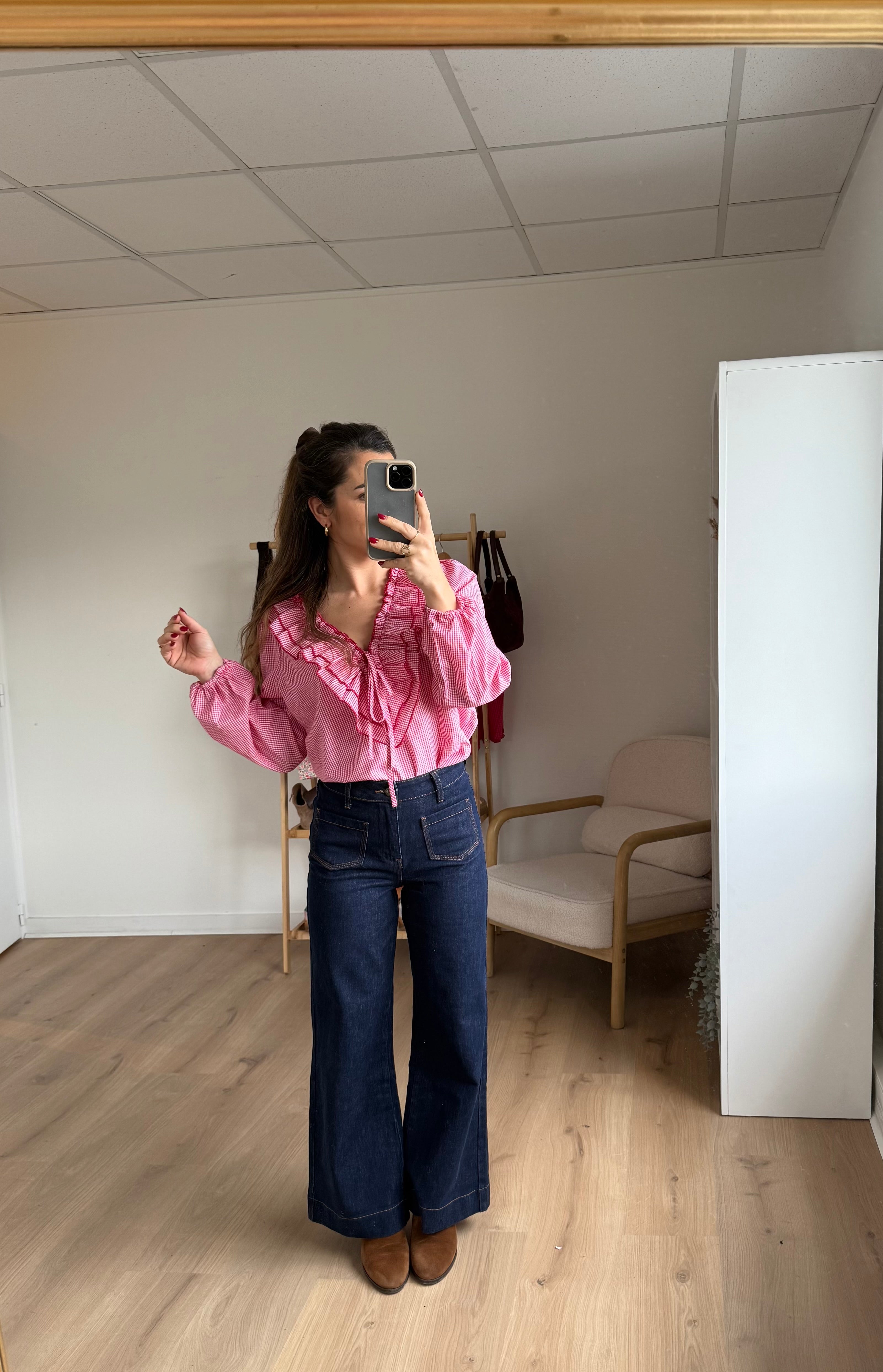 Blusa de cuadros rojos Stella