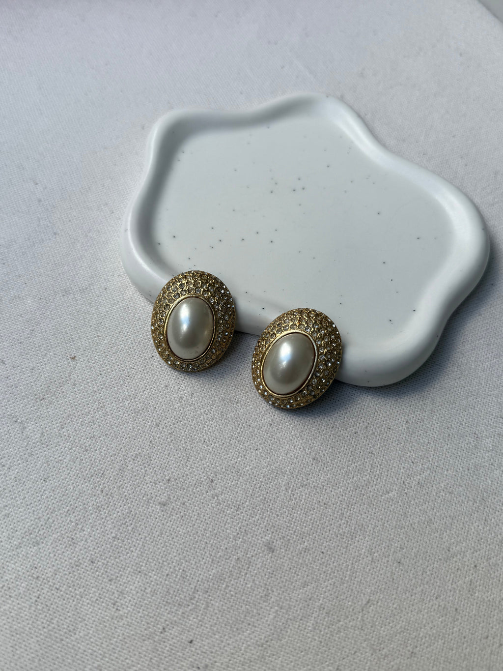 Pendientes Vintage - Ovalados Perlados Pavé
