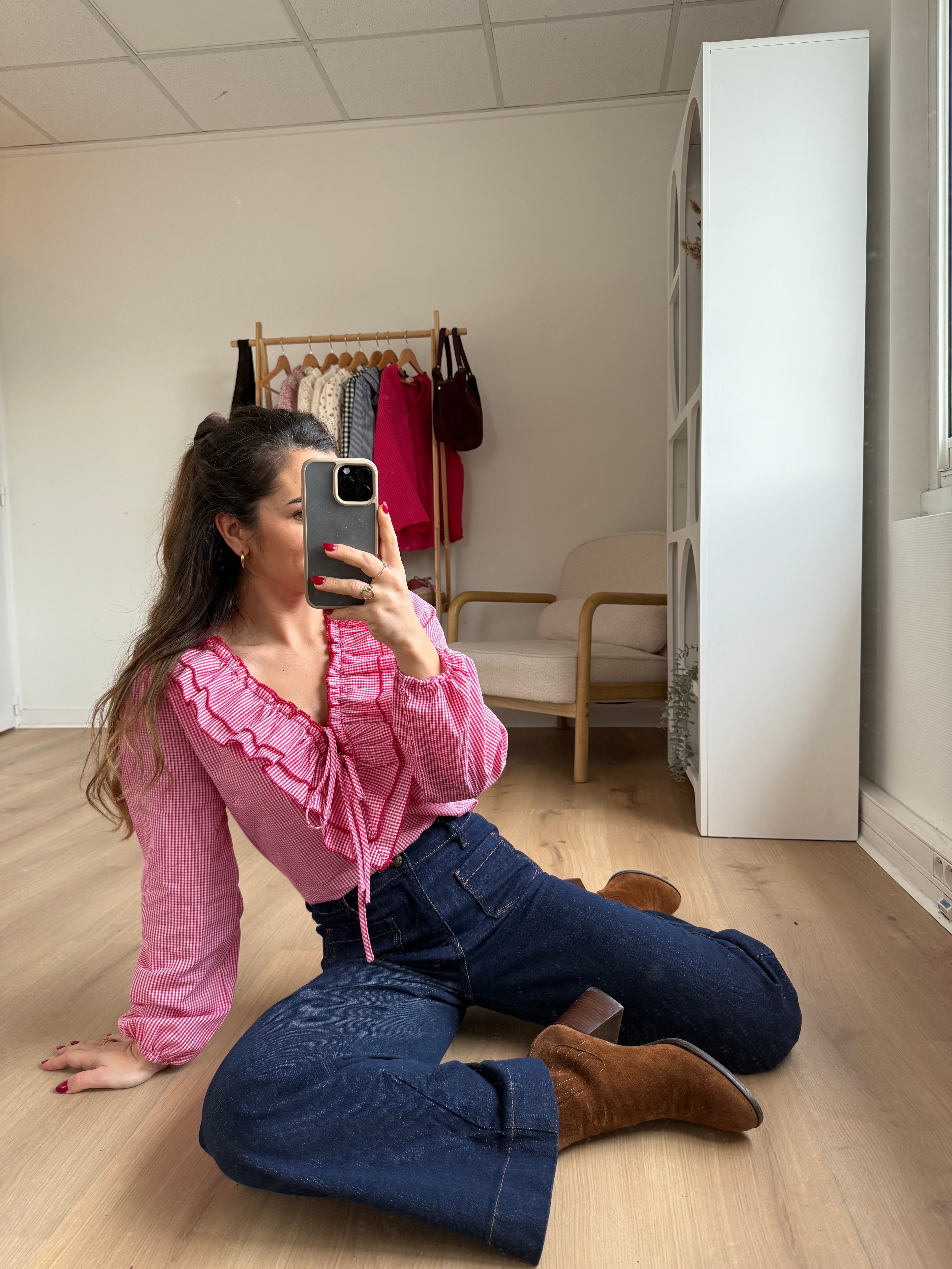 Blusa de cuadros rojos Stella